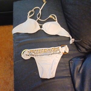 VICTORIA'S SECRET HEAVILY STUDDED BIKINI IN WHITE